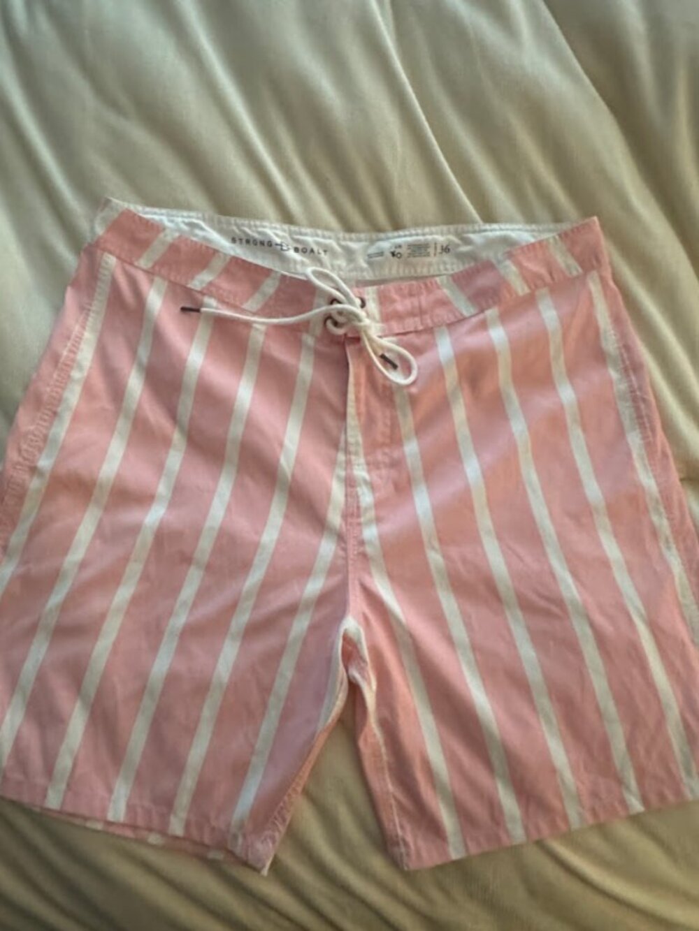 Strong Boalt Pencil Stripe Pink White Boardshorts Mens 36 NWOT